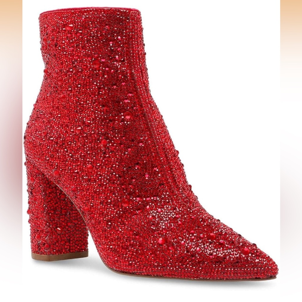 Betsey Johnson Red Crystal Heeled Boots